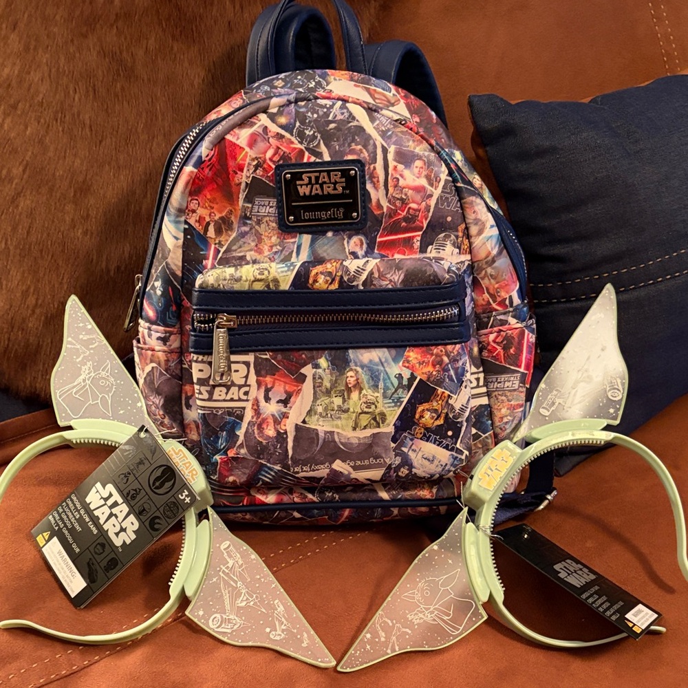 Loungefly Star Wars Collage Mini Backpack with Grogu light up ears